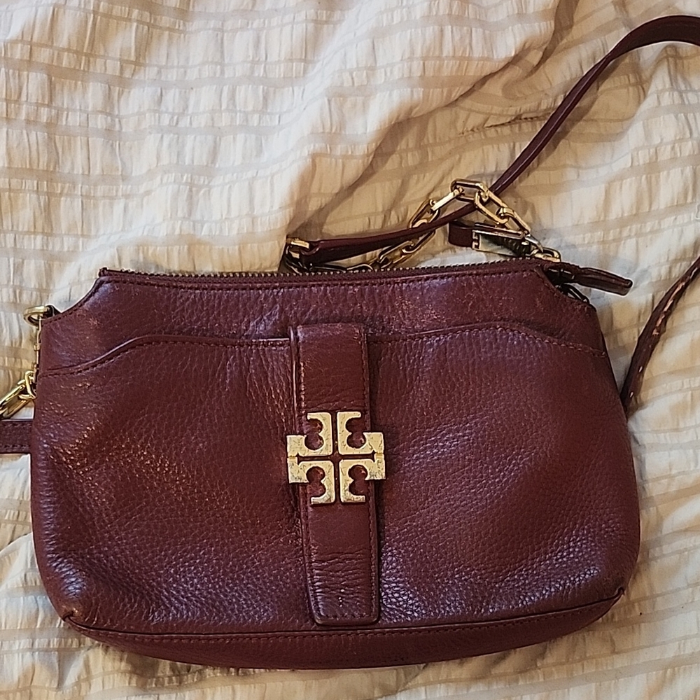Tory Burch Wine Leather Crossbody Bag